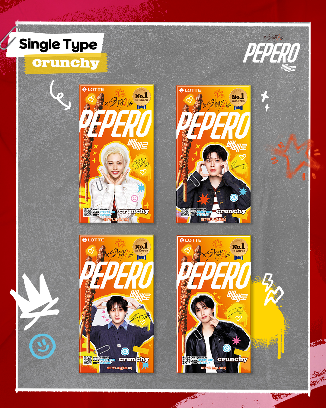 Pepero Model PEPERO X SKZ Global Edition Sabor Crunchy - ASIAN FAN STORE